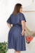 Imagem do Vestido Midi Plus mangas amplas e faixa na cintura
