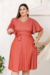Vestido Midi Plus mangas amplas e faixa na cintura - Dom Evangélico