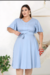 Vestido Midi Plus mangas amplas e faixa na cintura
