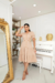 Vestido Midi com botões frontais e mangas princesa - loja online