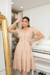 Vestido Midi com botões frontais e mangas princesa