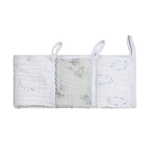 Kit 3 Paninhos De Boca Bamboo Com Pendedor De Chupeta 25x25cm