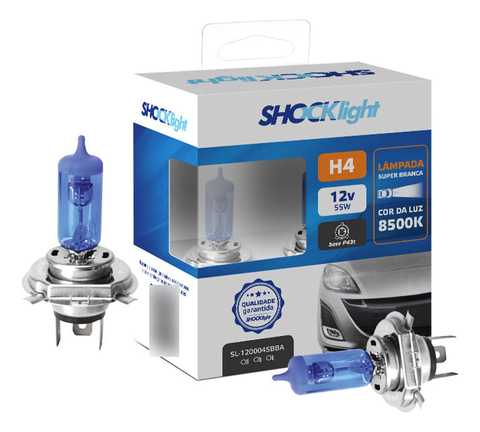 Par Lampadas H4 Super Branca 60/55wts 8500k 12v Farol Carro