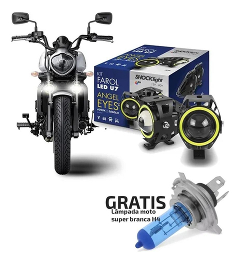 Par Farol Milha Led Moto Carro Universal + H4 Super Branca