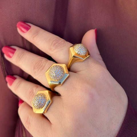 Anel Circulo Hexagono - comprar online