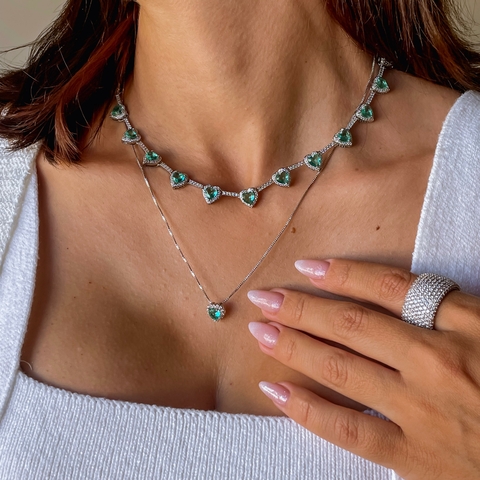 CONJUNTO CORAÇÕES TURMALINA E CRISTAL