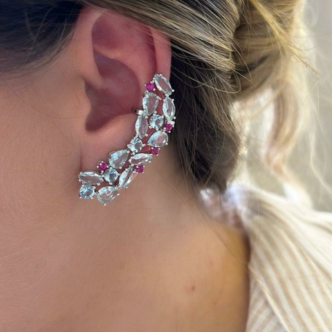 Ear Cuff Topazio e Fucsia
