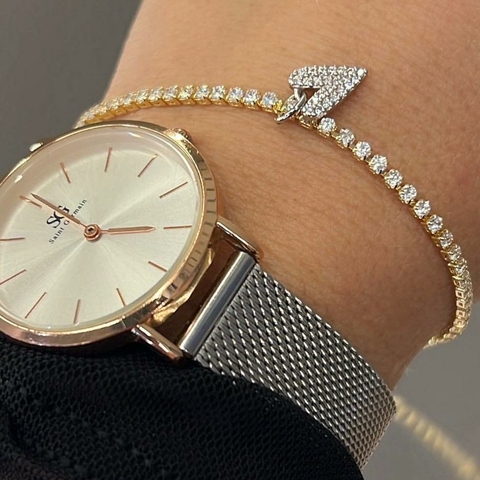 PULSEIRA RIVIERA CORAÇÃO CRAVEJADO PINGENTE DUO