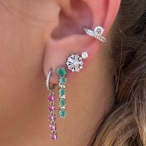 BRINCO ARGOLINHA ROSA ZIRCONIA