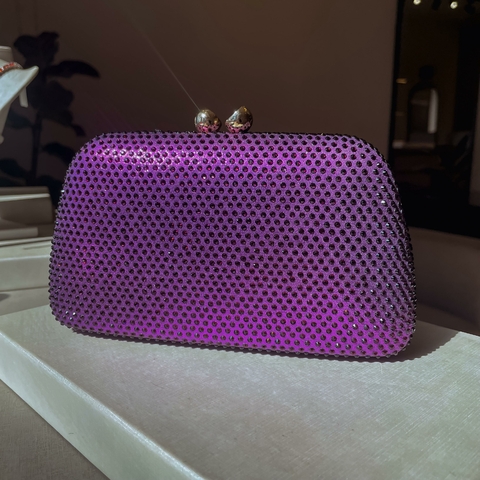 CLUTCH PEDRARIA ROXA FECHO DUPLO
