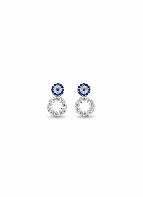 Aretes Doble Halo en plata .925