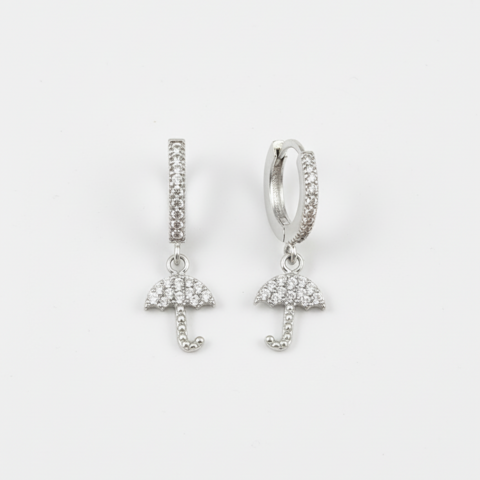 Arracadas Paraguas de Cristal en plata .925