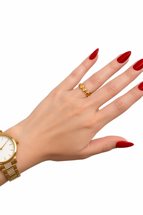 Anillo Corazones Ondas De Amor Dorados Brillante
