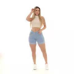 Imagem do Lavagem Bermuda Shorts para Mulheres, Moda Jeans