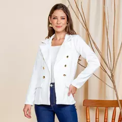 Blazer Feminino Maxi Longo de Alfaiataria Social com Botões - comprar online