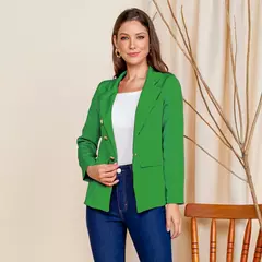 Blazer Feminino Maxi Longo de Alfaiataria Social com Botões