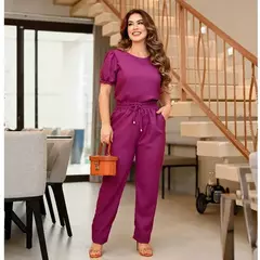 Trafza Conjunto Alfaiataria Feminino Casual Blusa Calça em Linho Ternos 2 peça