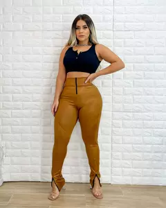 Calça Legging Cirrê Disco com Zíper e Cintura Alta - Bellagui