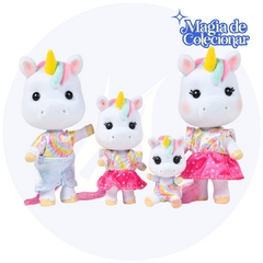 Conjunto Honey Bee Acres Rainbow Ridge Daydreamers Unicorn Family – 4 Miniature Flocked Dolls! - comprar online