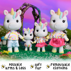 Conjunto Honey Bee Acres Rainbow Ridge Daydreamers Unicorn Family – 4 Miniature Flocked Dolls! na internet