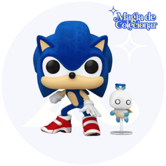 Boneco Funko Pop Games - Sonic with hero Chao Flocked 1036 - Magia de Colecionar