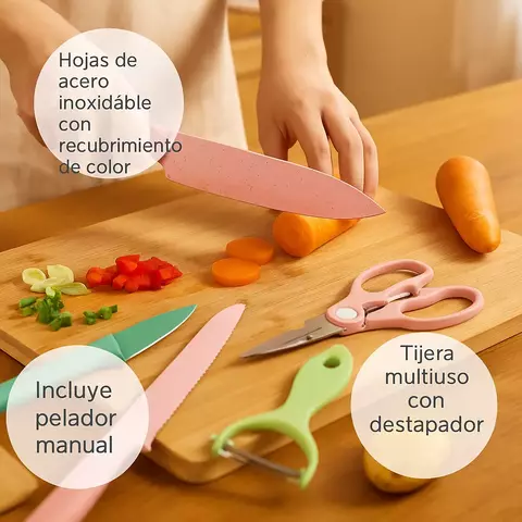 Set de 4 Cuchillos + Tijera + Pelador (S) - comprar online