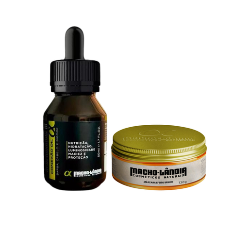 Kit Macholândia Pomada Cabelo Masculino 130g + Oleo Barba