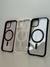 Carcasas Magsafe transparentes con bordes en colores burdeos, blanco y negro para iPhone