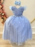 Vestido Infantil Longo Azul C/ Apliques Luxo Daminas Festas (2384AA)