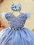 Vestido Infantil Longo Azul C/ Apliques Luxo Daminas Festas (2384AA)