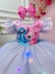 Vestido Infantil Stitch Angel Rosa Tule Azul Glitter C/ Led (4030RS)