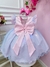Vestido Infantil Stitch Angel Rosa Tule Azul Glitter C/ Led (4030RS) - Princesa Modas
