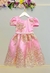 Vestido Infantil Rosa C/ Renda Realeza Metalizada Daminha (2190RA) - comprar online