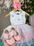 Vestido Vila Lele Bebe Lolo Saia Verde e Rosa na internet