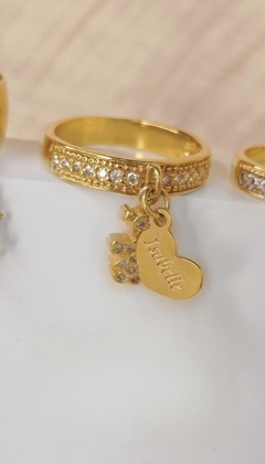Anel Semijoia Pingente de Letra Dourado - comprar online