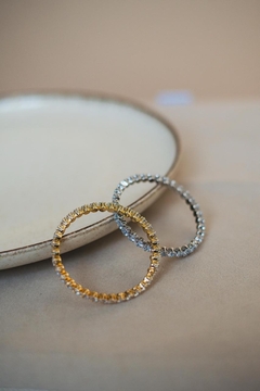 Bracelete Envolto Pedras Cristais Prata - comprar online