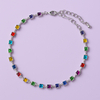 Colar Chocker Quadrados Coloridos Prata - comprar online