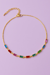 Colar Chocker Pedras Retangulares Coloridas Dourado - comprar online