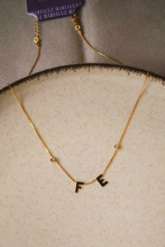 Colar Nome Fé e Pontos Luz Dourado