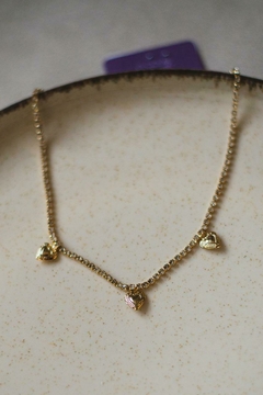 Colar Rivieira Corações Dourado