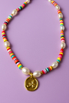 Colar Miçangas Coloridas Dourado