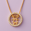 Colar Medalha Menina Cravejado Dourado - comprar online
