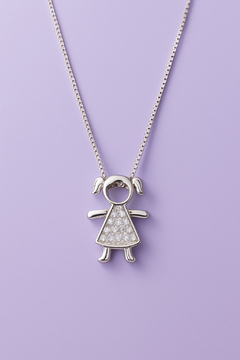 Colar Menina Cravejado Prata - comprar online