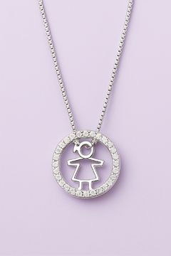 Colar Medalha Menina Cravejado Prata - comprar online