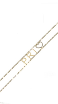 Pulseira Semijoia Nome + Coração Dourada - comprar online