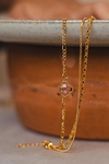 Pulseira 3 em 1 Cordão Fio Corrente com Pingente Virgínia Pedra Rosê Dourado