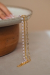 Pulseira 3 em 1 Cordão Pérolas Correntaria Dourado