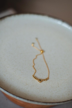 Pulseira Mini Virgínia Preta Bolinhas Gravatinha Dourado