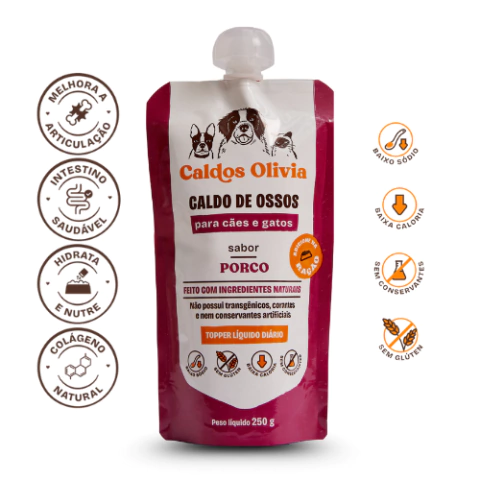 Caldo de Ossos Líquido Natural Sabor Porco 250g - Caldos Olivia