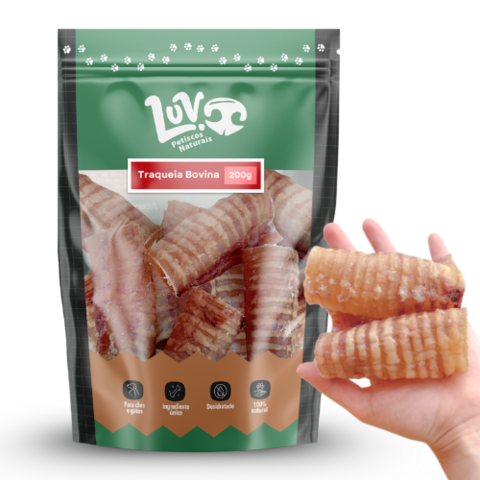 Traqueia Bovina Mordedor Mastigável Para Cães 200g - Luv